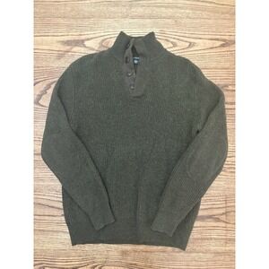 J.Crew Men's Medium 100% Lambs‎ Wool Mock Neck Ribbed Sweater Elbow Pads